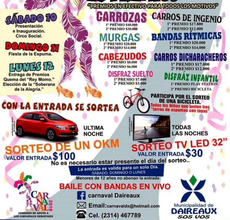 Daireaux: Programa de Carnavales