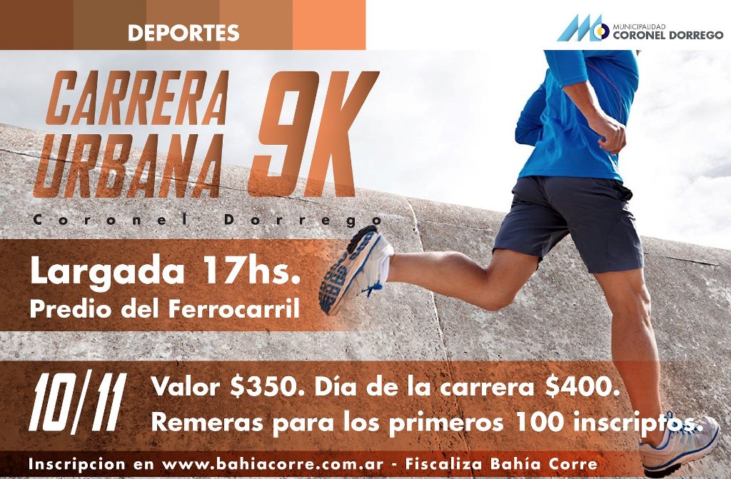 Afiche de la Carrera Urbana 9 K, de Coronel Dorrego.